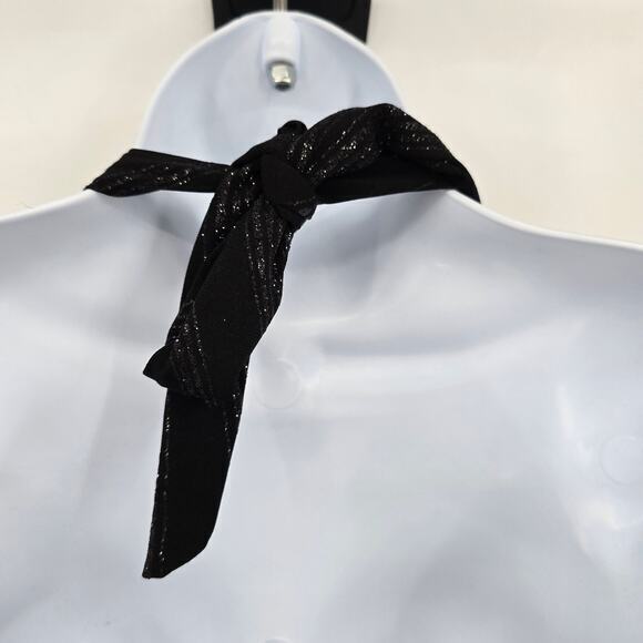 Vintage Decaf Women's Y2K Glitter Shimmer Detail Halter Neck Blouse Black Large - Picture 4 of 6